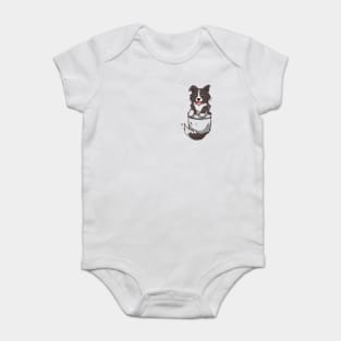 Pocket Cute Border Collie Dog T-Shirt Baby Bodysuit